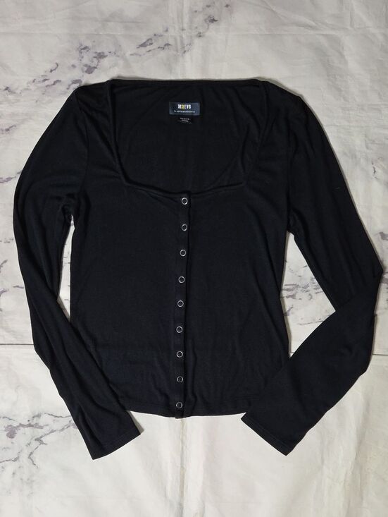 Maeve Tops - Maeve By Anthropologie Navy Ultra Soft Ribbed Long Sleeve Button Front Shirt